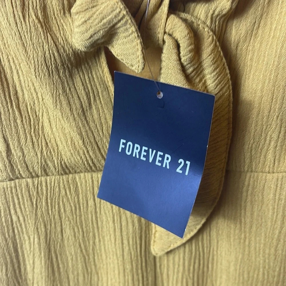 Forever 21 Mustard Yellow Tie Front Maxi Dress Small - Picture 7 of 12